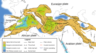 Tectonic map Mediterranean EN