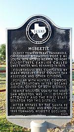 Texas Historical marker for Mobeetie