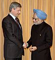 The Prime Minister, Dr. Manmohan Singh meeting with the Prime Minister of Canada, Mr. Stephen J. Harper, at Hokkaido, Japan on July 09, 2008