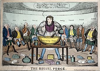 The Russel Purge; etching by CJG, 1831. Wellcome L0006863