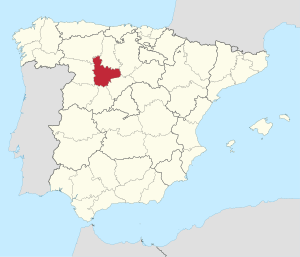Map of Spain with Valladolid highlighted