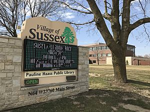 Sign in front of Sussex civic center