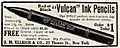 Vulcan Ink Pencil advertisement, 1915