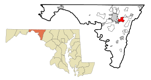 Washington County Maryland Incorporated and Unincorporated areas Robinwood Highlighted.svg