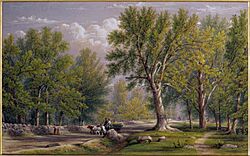 Watercolor painting of the Elysian Fields, Hoboken NJ, 1874, by William Rickarby Miller