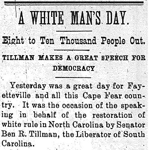 White Man's Day Fayetteville Observer 10 22 1898