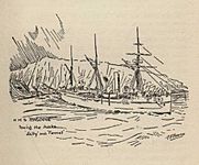 04 pen and ink drawing by Thomas Tendron Jeans for his book Ford of HMS Vigilant