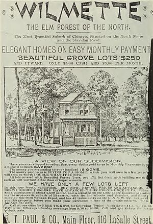 Advertisement for Wilmette subdivision