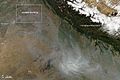 Aerial view of Air Pollution in North India, Agriculture Fires, November 2013