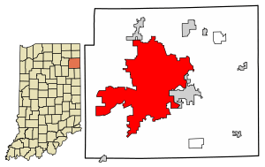 Location of Fort Wayne in Allen County, Indiana.