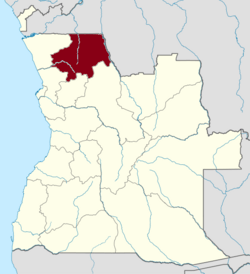 Map of Angola with the Uige province highlighted