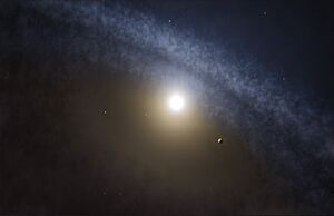 Artist's impression of a transitional disc around a young star