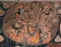 Bamiyan paintings of Celestial beings in the niche of the 55 meter large Buddha