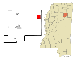 Location of Okolona, Mississippi