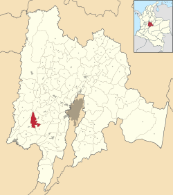 Location of the municipality and town inside Cundinamarca Department of Colombia