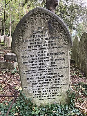 Family grave of James Martineau in Highgate Cemetery
