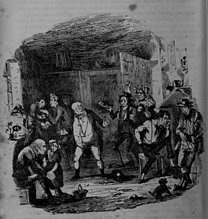 Hablot Knight Browne - The Pickwick Papers, Mr. Pickwick in debtor's prison