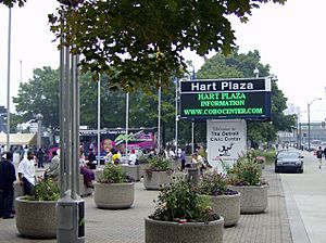 Hart Plaza sign Detroit