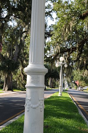 Historic lampposts lining Franklin's Main Street