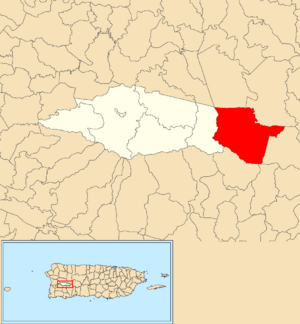 Location of Indiera Alta within the municipality of Maricao shown in red