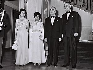 Levi and Miriam Eshkol with President Johnson and wife 1964