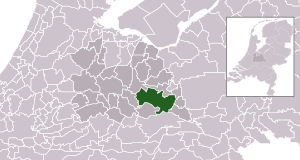 Highlighted position of Utrechtse Heuvelrug in a municipal map of Utrecht