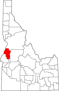 Map of Idaho highlighting Adams County