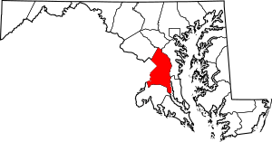 Map of Maryland highlighting Prince George's County