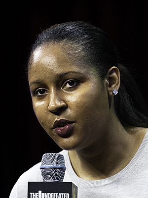 Maya Moore speaking at the Marshall Project in Washington DC (48751715837) (cropped).jpg