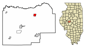 Location of Greenview in Menard County, Illinois.