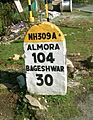 Milestone on NH 309 A, India