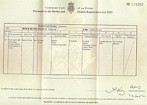 Nelson Victor Carter VC birth certificate