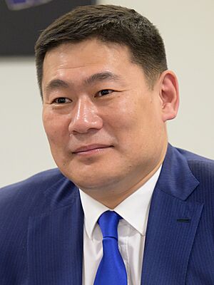 Prime Minister Oyun-Erdene Luvsannamsrai of Mongolia discussed space cooperation with NASA at a meeting on 4 August 2023 at the NASA Headquarters in Washington, D.C. (cropped).jpg