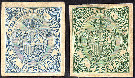 Puerto Rico 1872 imperf telegraph stamps