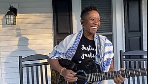 Rabbi Sandra Lawson, guitar and tallit