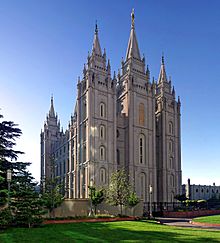 Salt Lake Temple is the centerpiece of the 10-acre (4.0 ha) Temple Square in Salt Lake City, Utah.