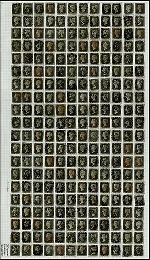 Stamp GB Penny Black plate reconstruction