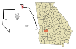 Location in Sumter County and the state of Georgia