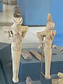 Two female figurines with bitumen headdresses ceramic Ur Iraq Ubaid 4 period 4500-4000 BCE