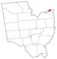 Map highlighting South Glens Falls' location within Saratoga County.