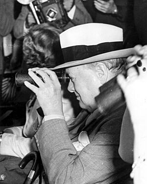 Winston Churchill at Hialeah Park horse race, Hialeah, Florida (1946)
