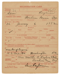 World War I Draft Registration Card for Sam Rayburn - NARA - 641779