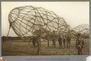 Wrecked Zeppelin brought down by our aviators near the coast of Essex (1916) - India Office Official Record of the Great War (1921) - BL Photo 21-108