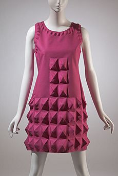 1968 Pierre Cardin dress, pink heat moulded Dynel