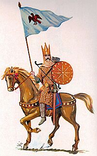 Asbaran cavalryman bearing a banner of homa