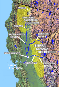 California Gold Rush relief map