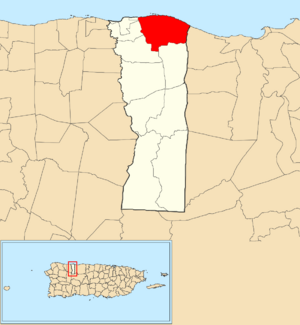 Location of Carrizales within the municipality of Hatillo shown in red