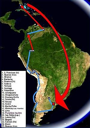 Che Guevara-Granado - Mapa 1er viaje - 1952