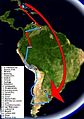 Che Guevara-Granado - Mapa 1er viaje - 1952