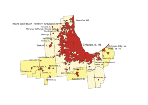 Chicago metro area urban areas 2020